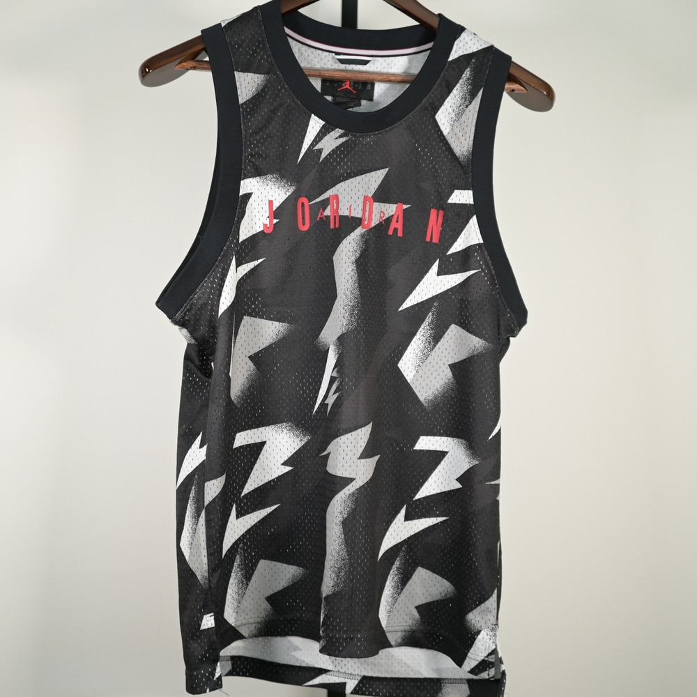 Jordan Mens S Mesh Basketball Jersey "23" Black White Lightning Bolt Graphic